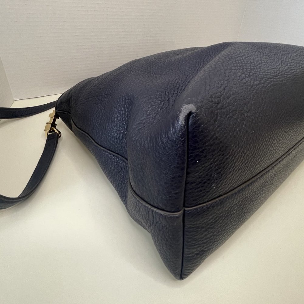 Tory Burch Navy Blue Pebbled Leather Handheld/Shoulder Bag Crossbody - Picture 13 of 15
